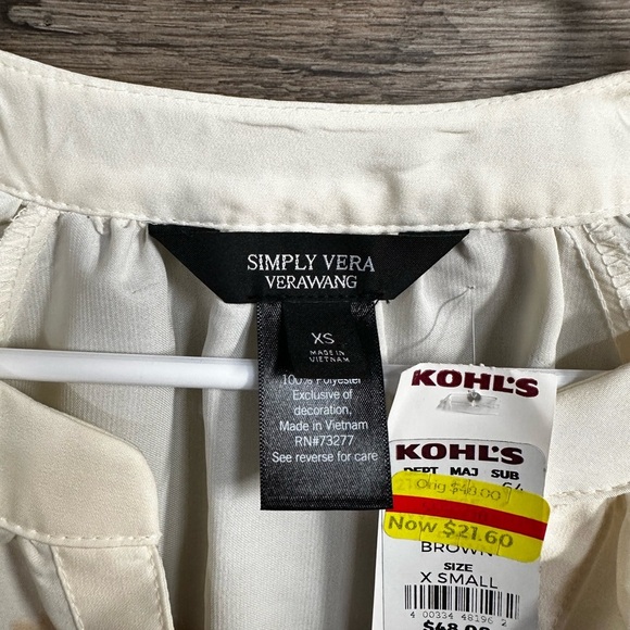 Simply Vera Vera Wang Cream and Brown Boxy Blouse - Picture 5 of 7